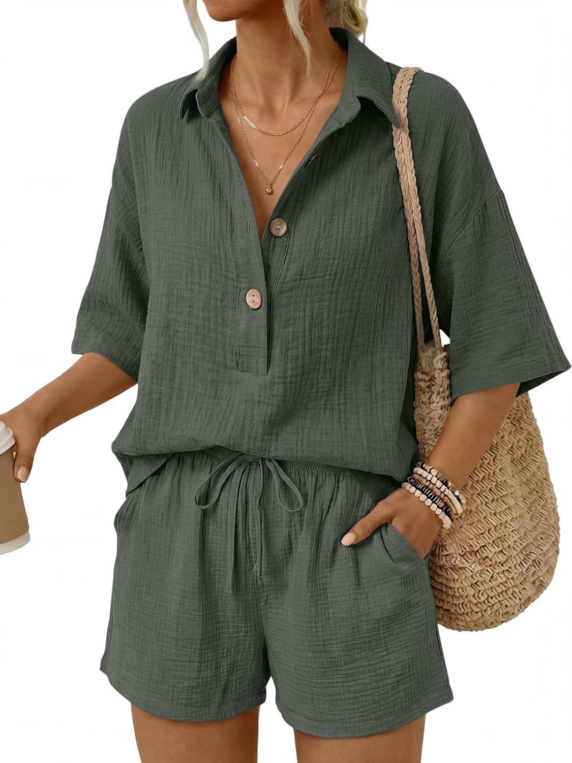 Stylish Linen Shorts Set