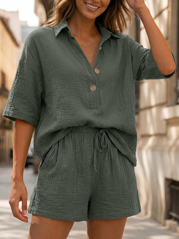 Stylish Linen Shorts Set